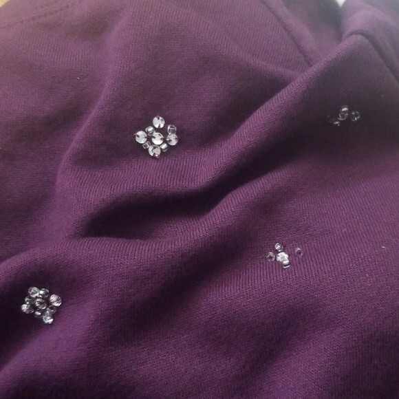 Ann Taylor LOFT plum purple sweater with beading - Picture 5 of 8